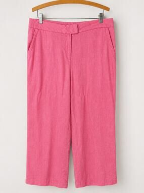 Soft Surroundings Size 14 Coral Pink Linen Cotton Blend Cropped Pants Stretch